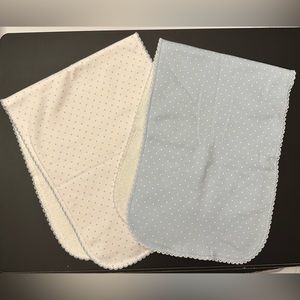 White/Blue Kissy Kissy Dots Print Burp Cloths, NWOT